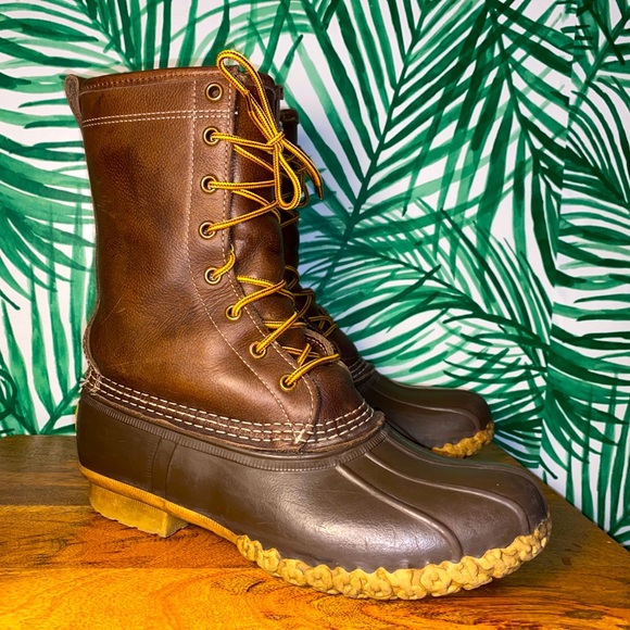 L.L. Bean Shoes - L.L. Bean 10” Brown Leather Duck Boots Shearling Lined Waterproof Women’s 9?